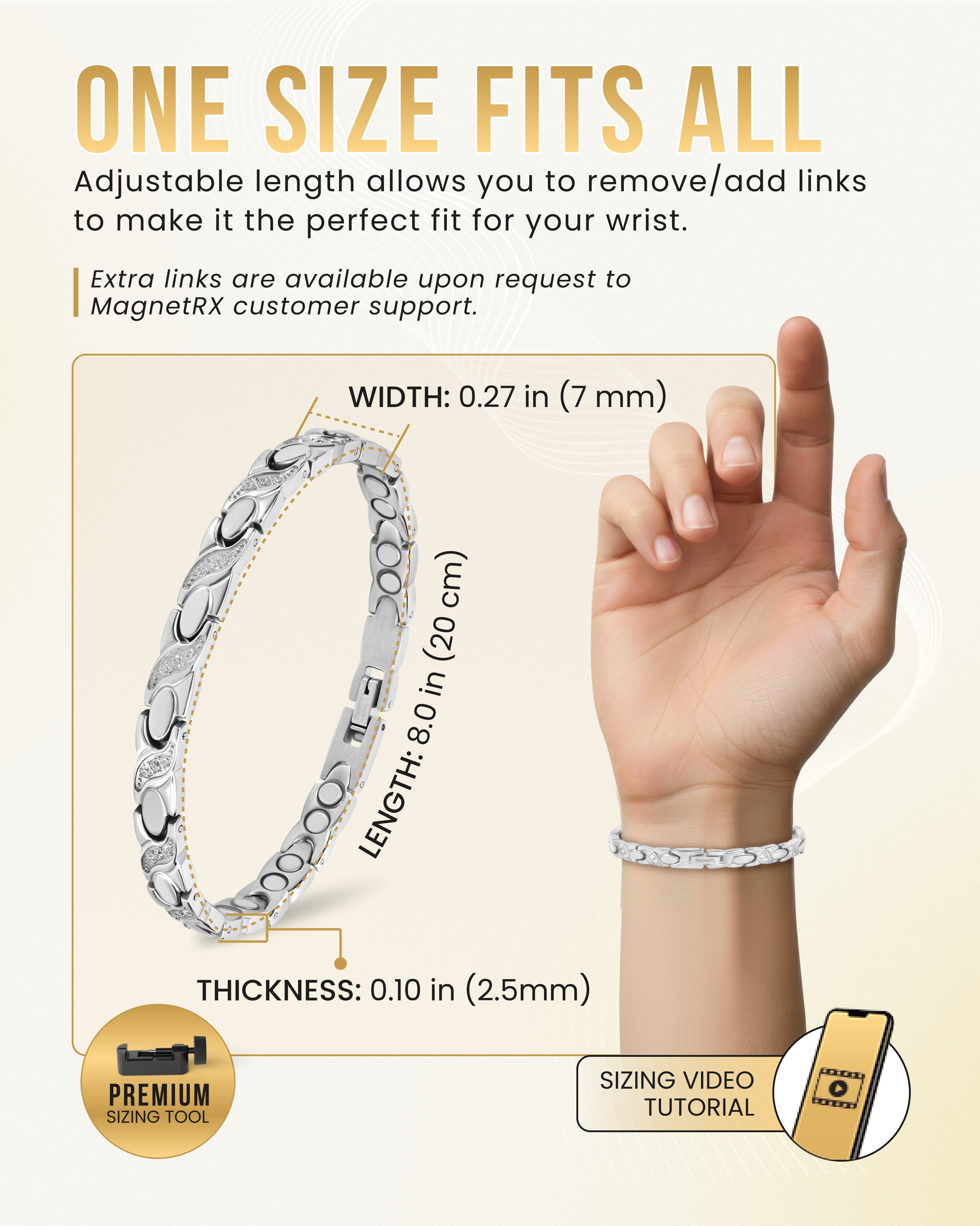 Silver Crystal XO Magnetic Bracelet Women | MagnetRX