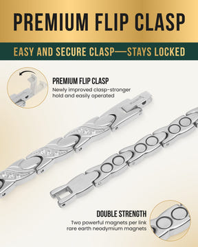 Magnetic Bracelet Women's Ultra Strength Magnetic Bracelet Crystal XO (Silver) MagnetRX