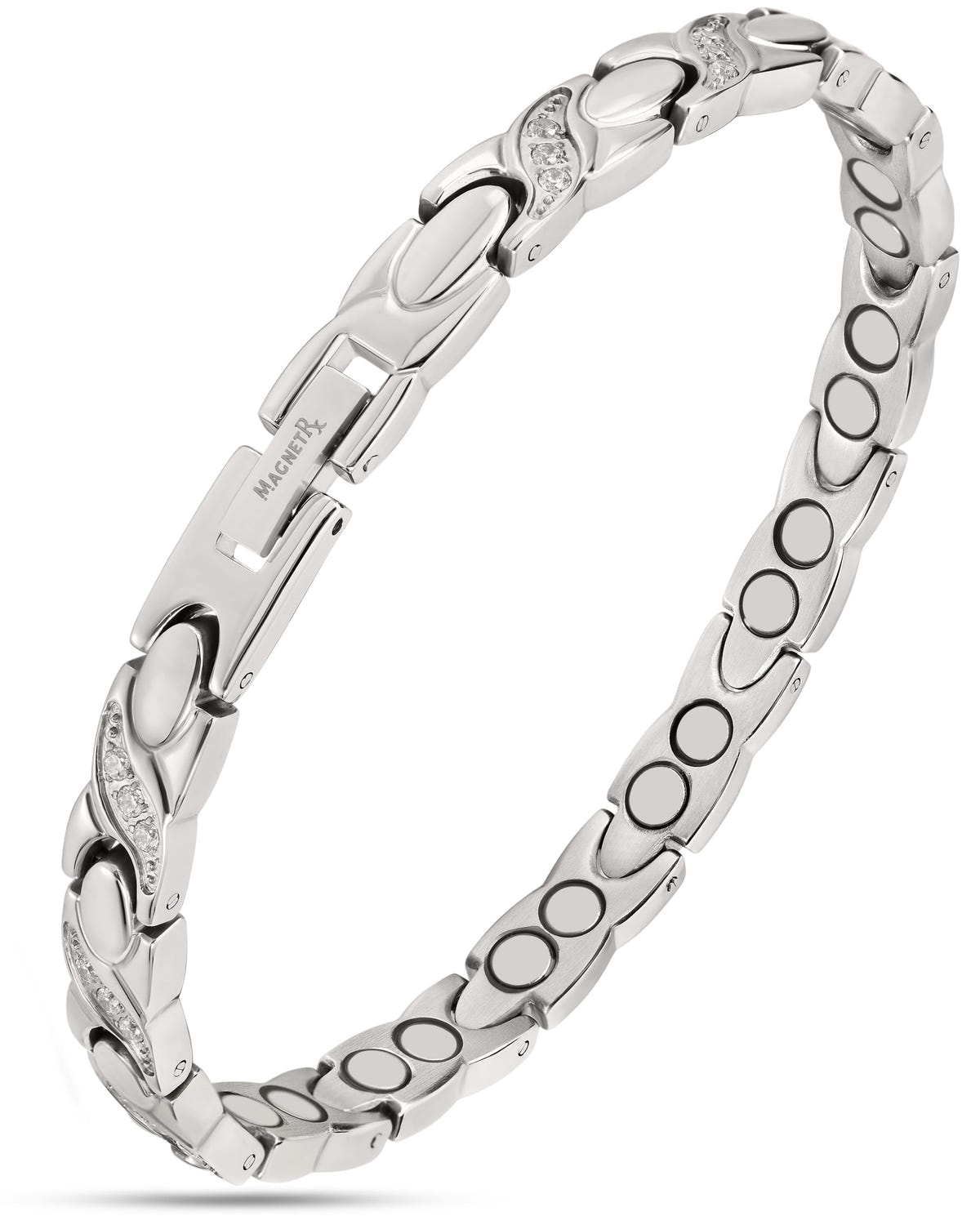 Magnetic Bracelet Women's Ultra Strength Magnetic Bracelet Crystal XO (Silver) MagnetRX