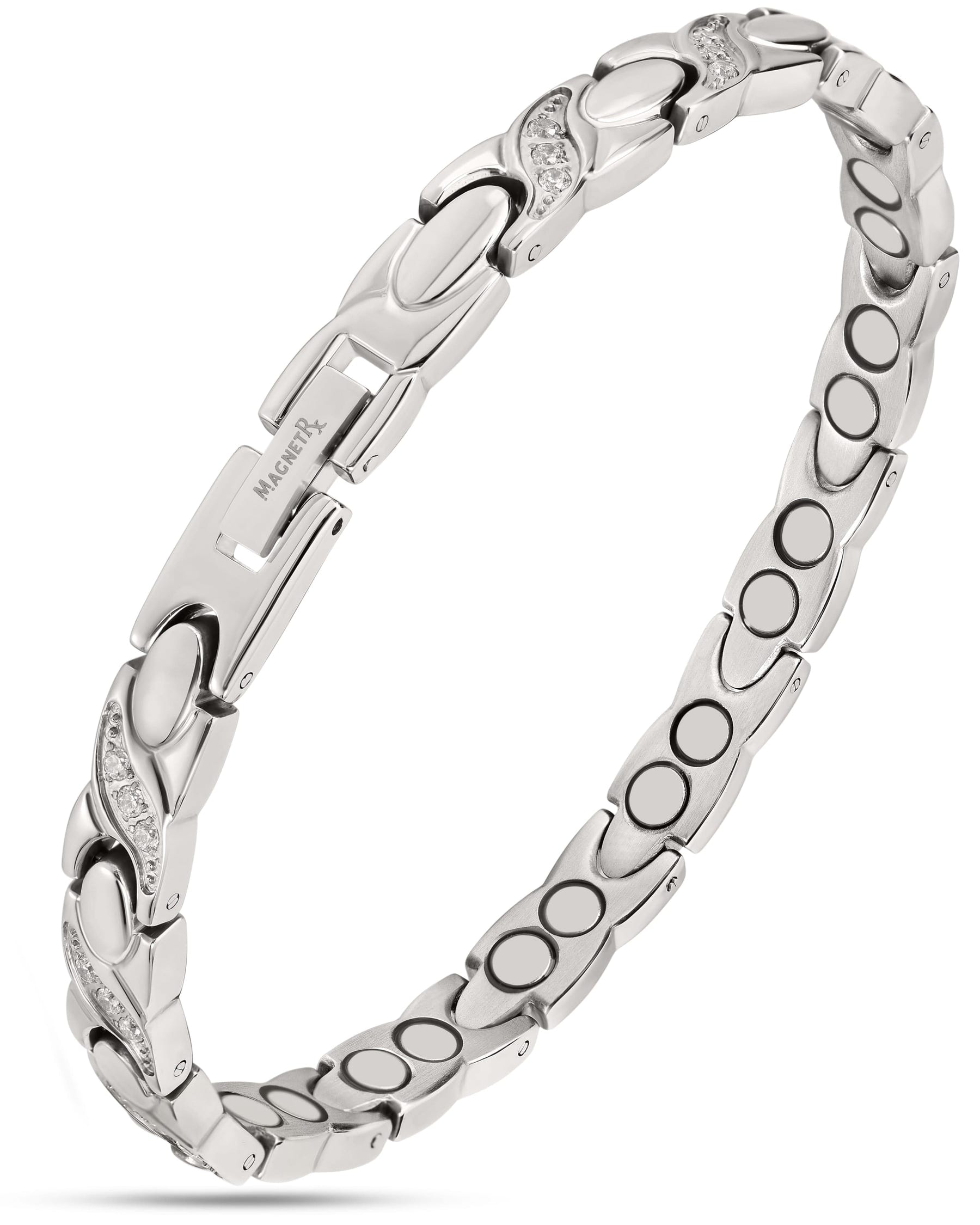 Magnetic Bracelet Women's Ultra Strength Magnetic Bracelet Crystal XO (Silver) MagnetRX
