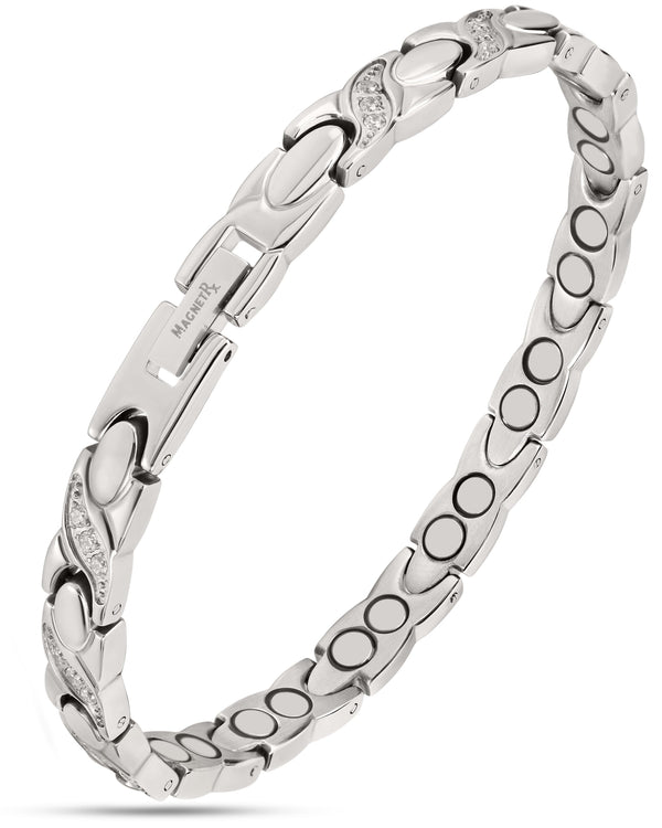 Women's Ultra Strength Magnetic Bracelet Crystal XO (Silver)