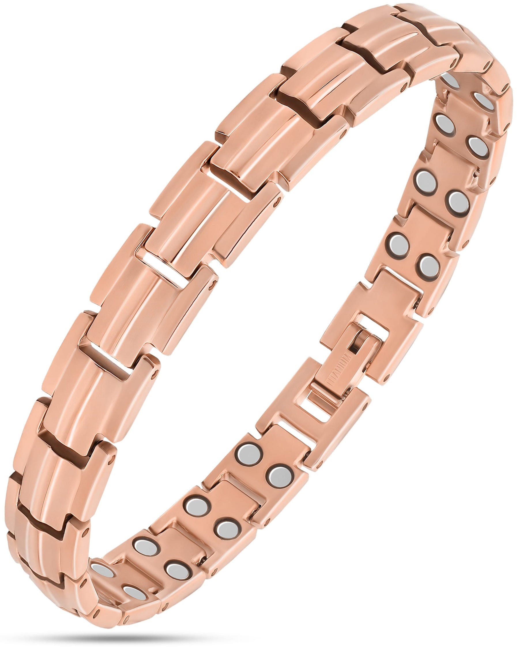 Magnetic Bracelet Women's Ultra Strength Magnetic Therapy Bracelet Rose Gold Titanium MagnetRX
