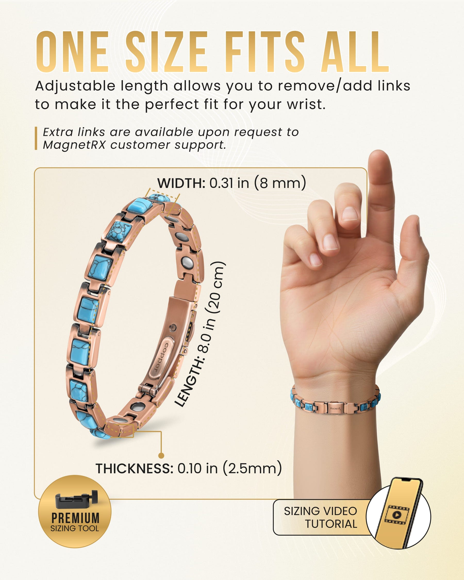 Magnetic Bracelet Women's Ultra Strength Pure Copper Magnetic Bracelet (Classic Turquoise) MagnetRX