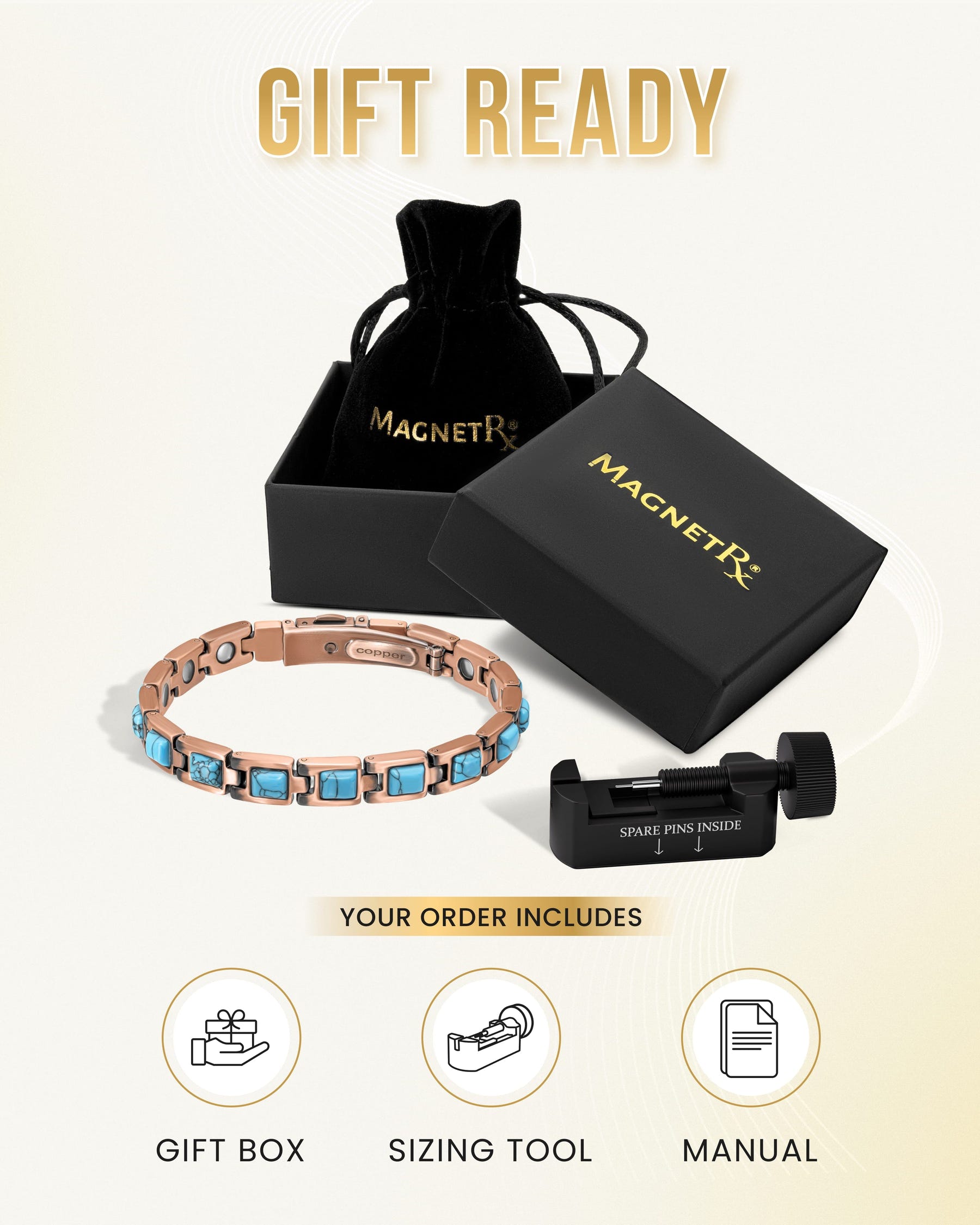 Magnetic Bracelet Women's Ultra Strength Pure Copper Magnetic Bracelet (Classic Turquoise) MagnetRX