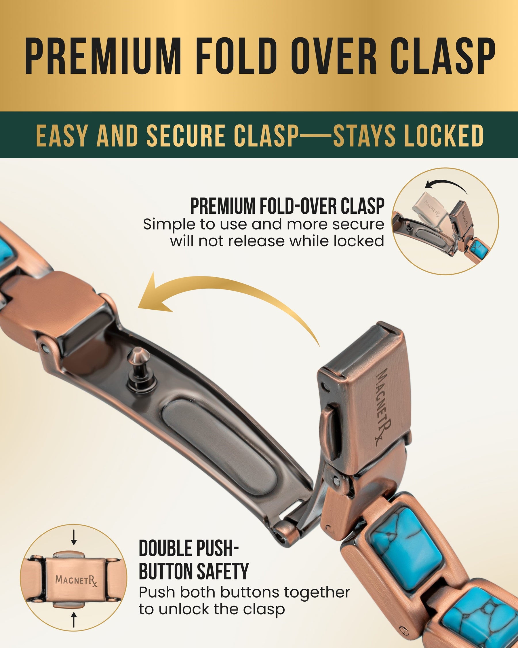 Magnetic Bracelet Women's Ultra Strength Pure Copper Magnetic Bracelet (Classic Turquoise) MagnetRX