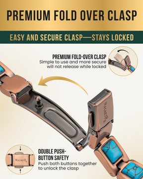 Magnetic Bracelet Women's Ultra Strength Pure Copper Magnetic Bracelet (Classic Turquoise) MagnetRX