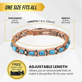 Women's Ultra Strength Pure Copper Magnetic Bracelet (Classic Turquoise)