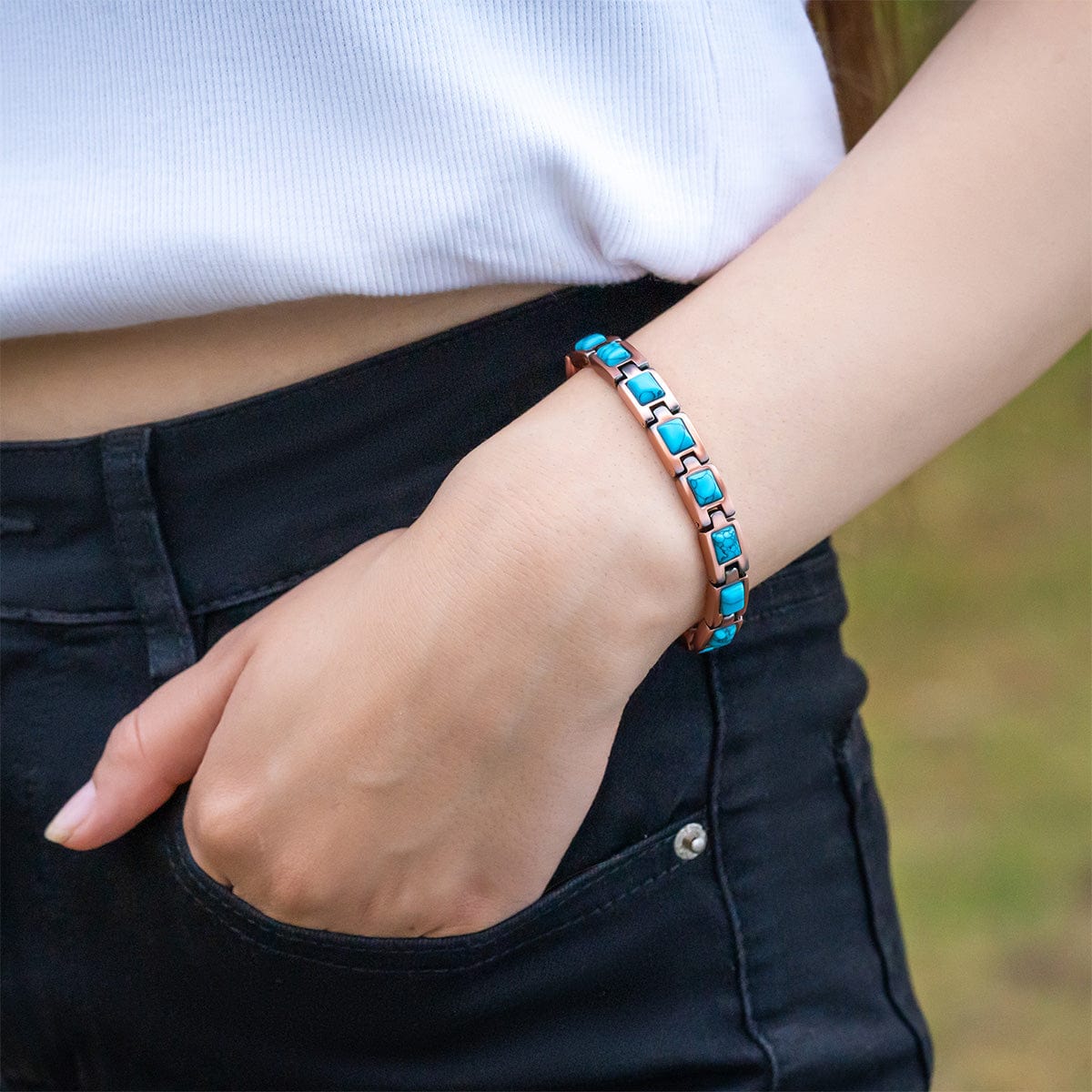 Women's Ultra Strength Pure Copper Magnetic Bracelet (Classic Turquoise)