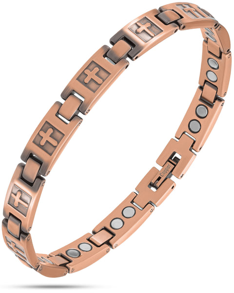 Women's Copper Magnetic Bracelet - Cross - MagnetRX