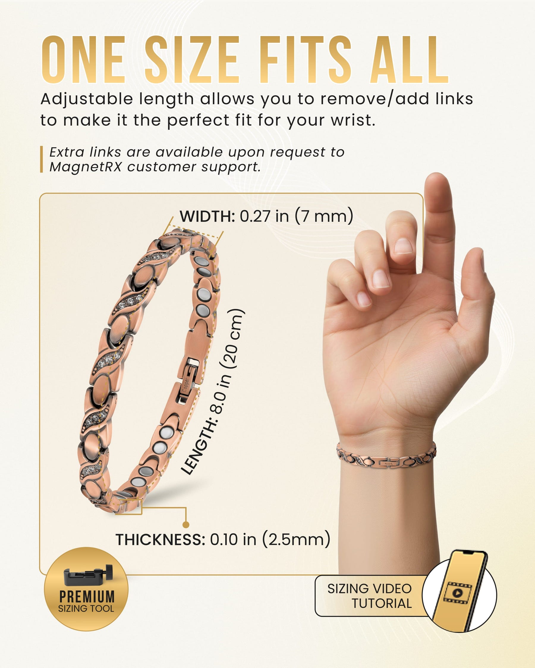 Magnetic Bracelet Women’s Ultra Strength Pure Copper Magnetic Bracelet (Crystal XO) MagnetRX