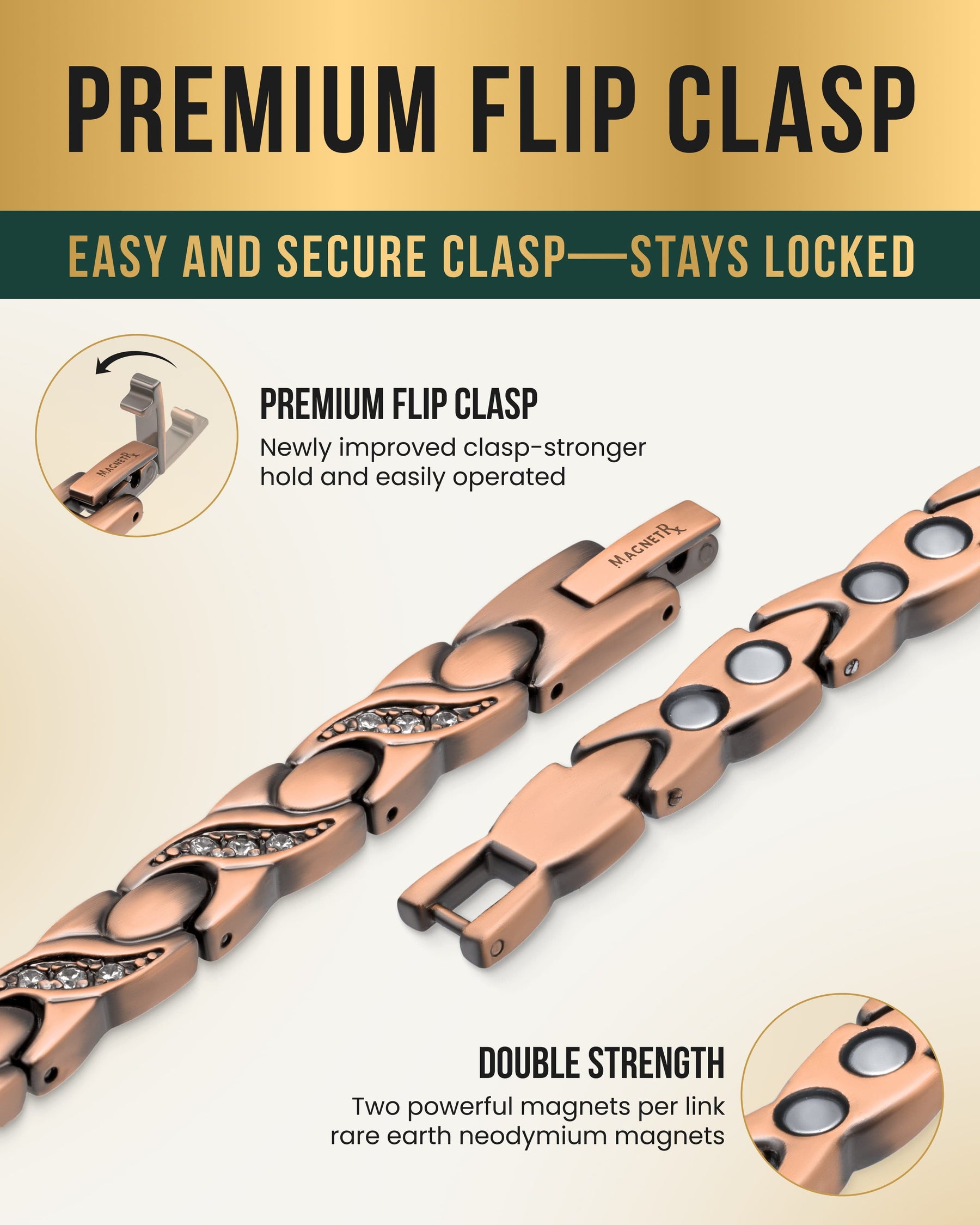 Magnetic Bracelet Women’s Ultra Strength Pure Copper Magnetic Bracelet (Crystal XO) MagnetRX