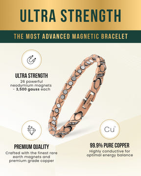 Magnetic Bracelet Women’s Ultra Strength Pure Copper Magnetic Bracelet (Crystal XO) MagnetRX