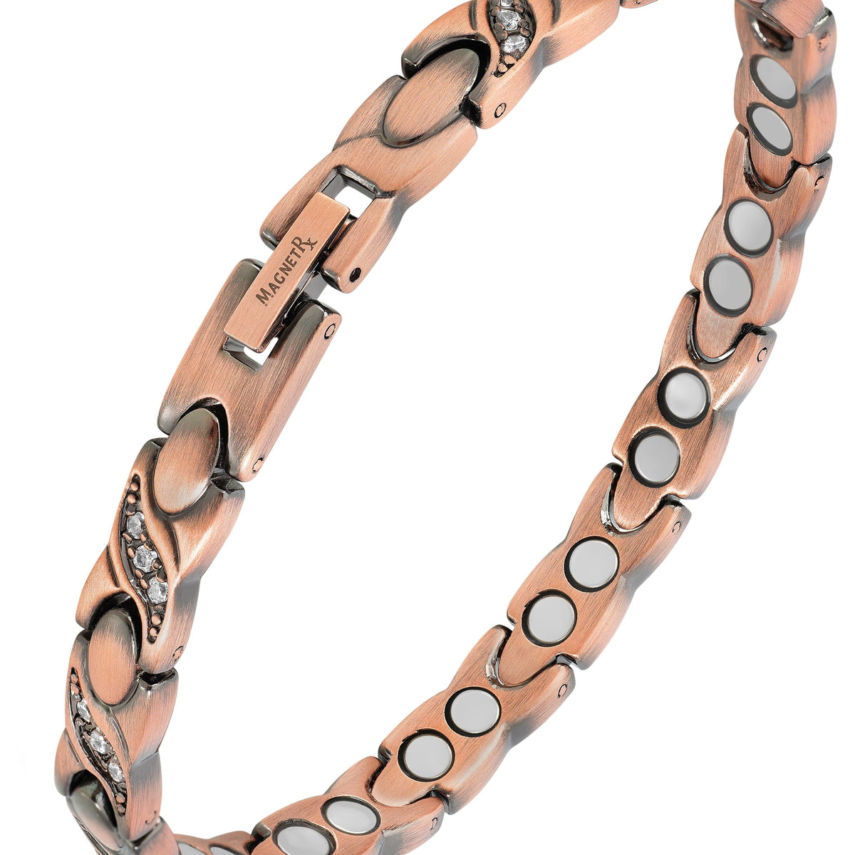Women Ultra Strength Copper Magnetic Bracelet Crystal XO