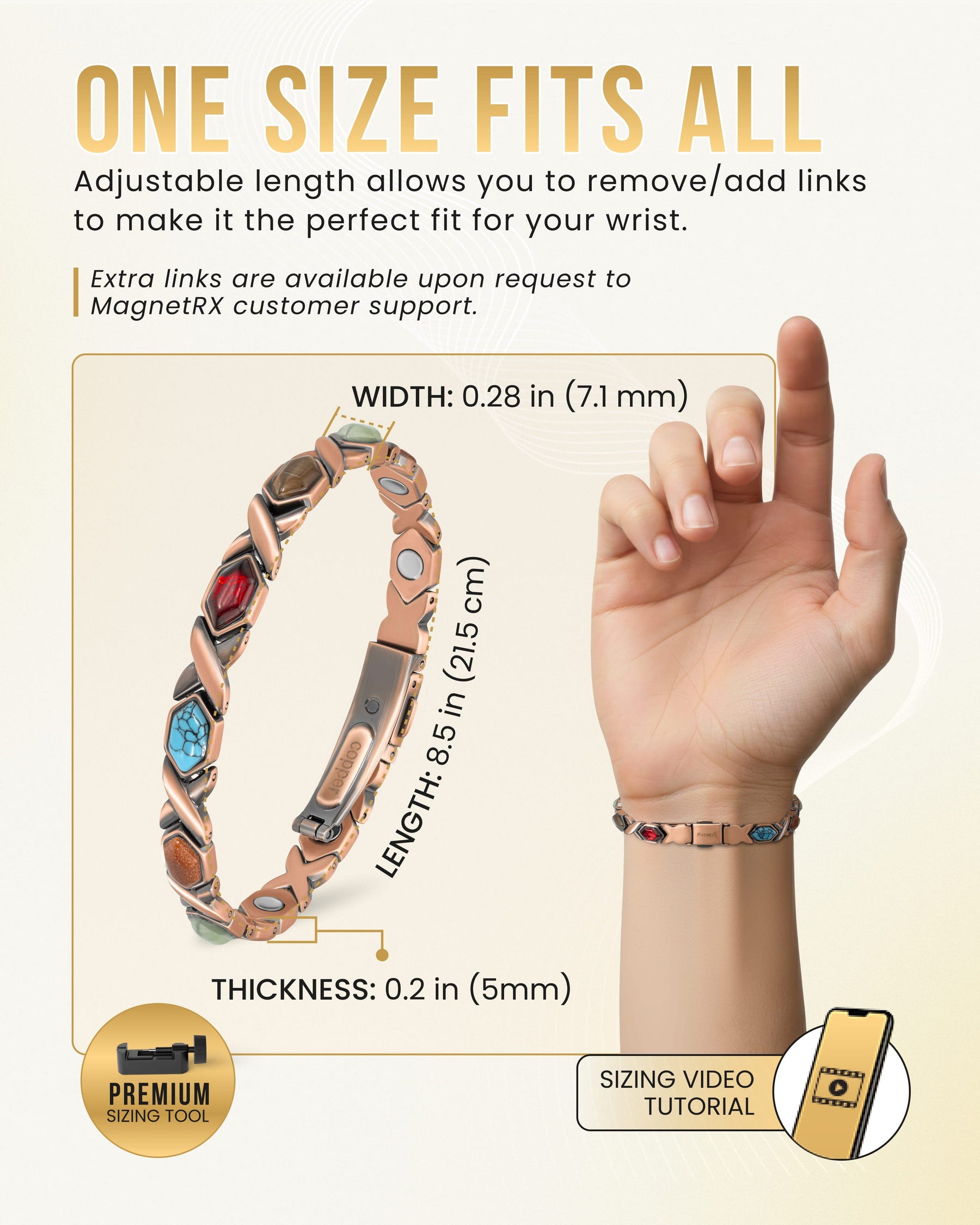 Magnetic Bracelet Women's Ultra Strength Pure Copper Magnetic Bracelet (Mixed Stones) MagnetRX
