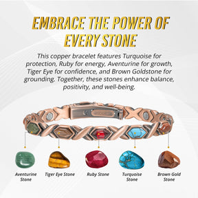 Women's Ultra Strength Pure Copper Magnetic Bracelet (Mixed Stones)