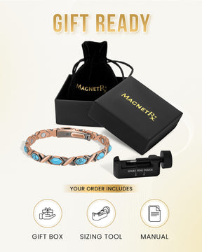 Magnetic Bracelet Women's Ultra Strength Pure Copper Magnetic Bracelet (Turquoise XO) MagnetRX