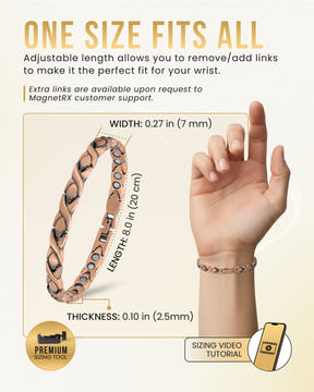 Magnetic Bracelet Women’s Ultra Strength Pure Copper Magnetic Therapy Bracelet (XO) MagnetRX