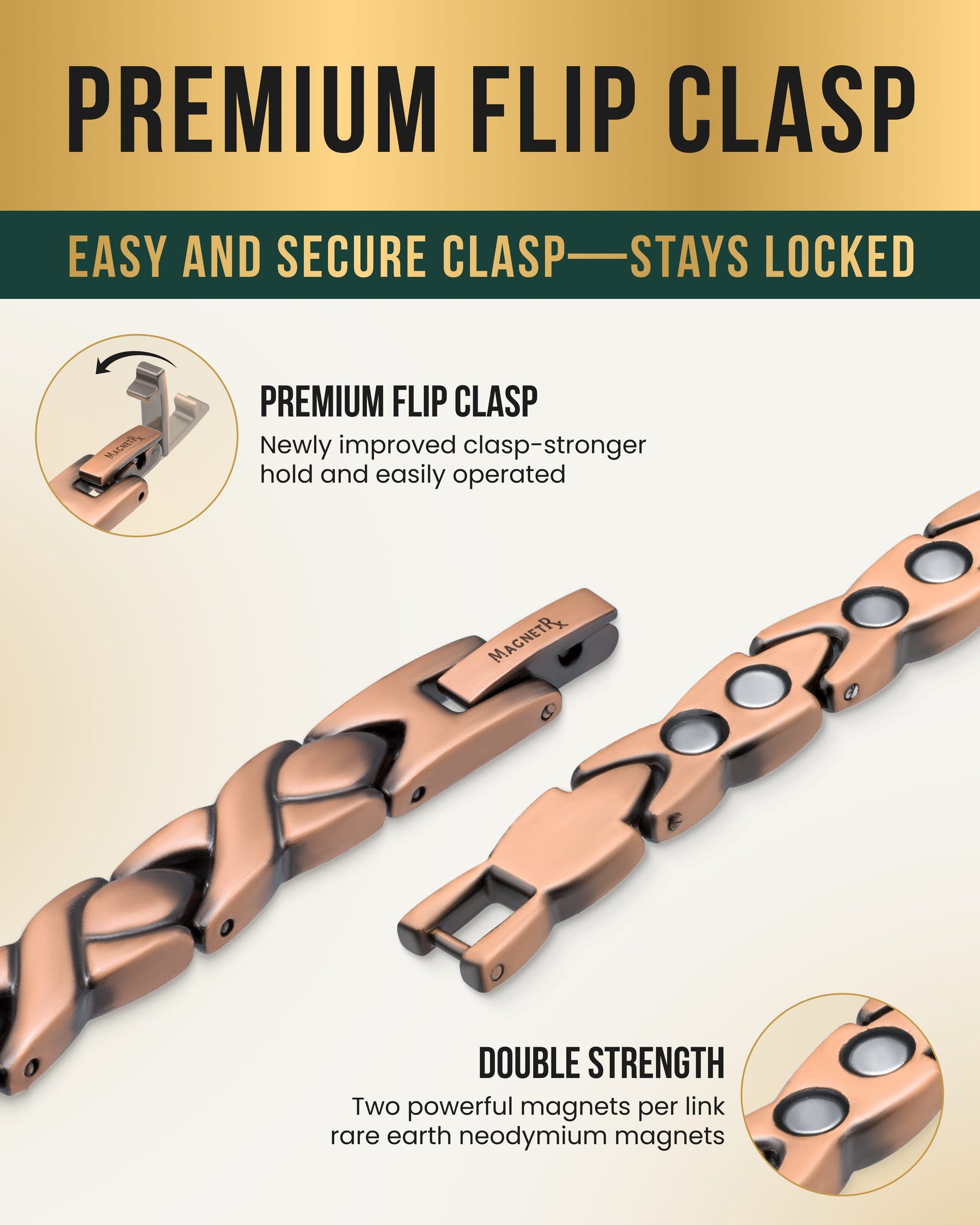 Magnetic Bracelet Women’s Ultra Strength Pure Copper Magnetic Therapy Bracelet (XO) MagnetRX