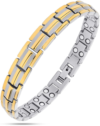 Magnetic Bracelet Women's Ultra Strength Silver & Gold Titanium Magnetic Bracelet MagnetRX