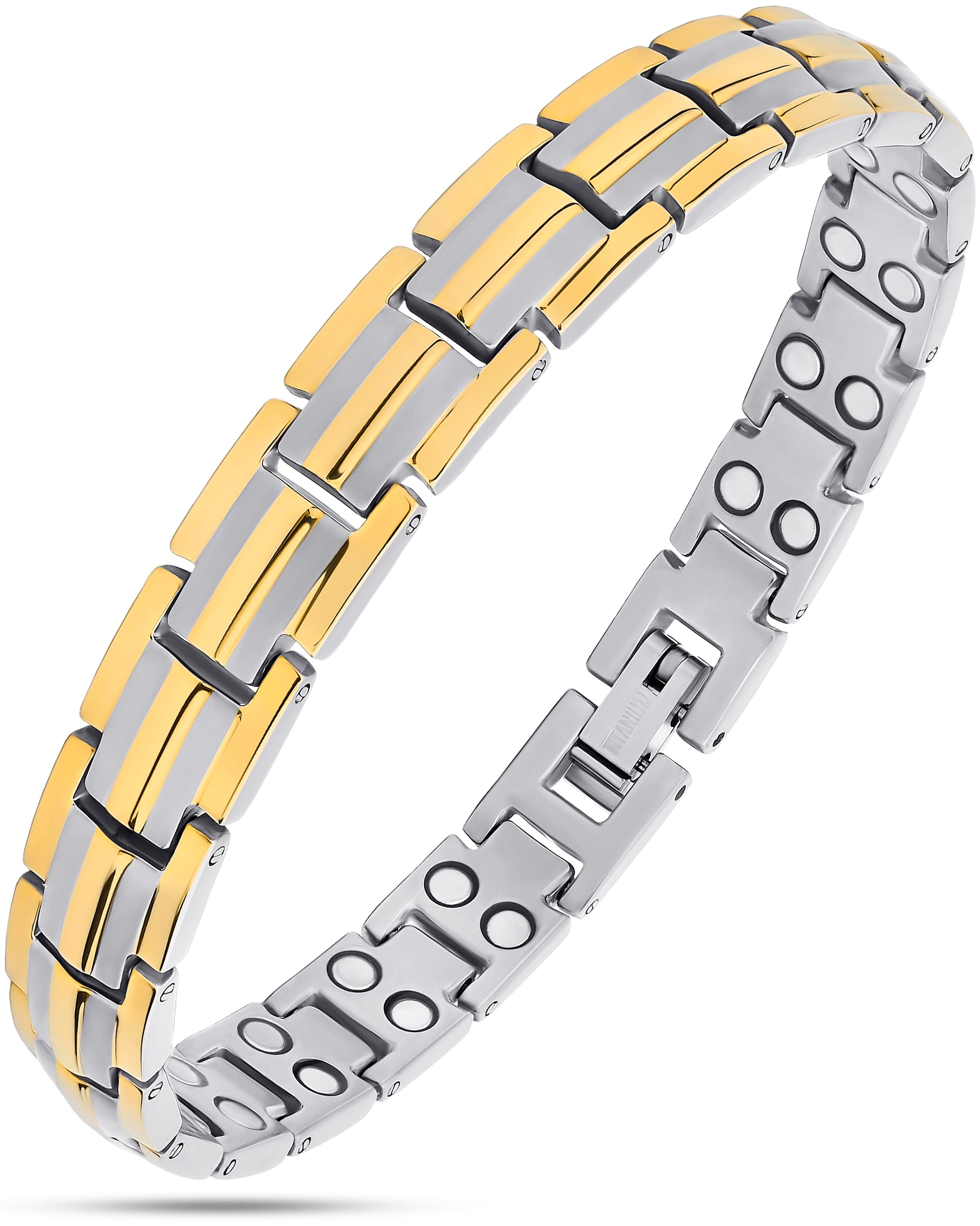 Bracciale Magnetico Regolabile In Oro Rosa – Con Pietra Germanica – Impermeabile – In Confezione Regalo
