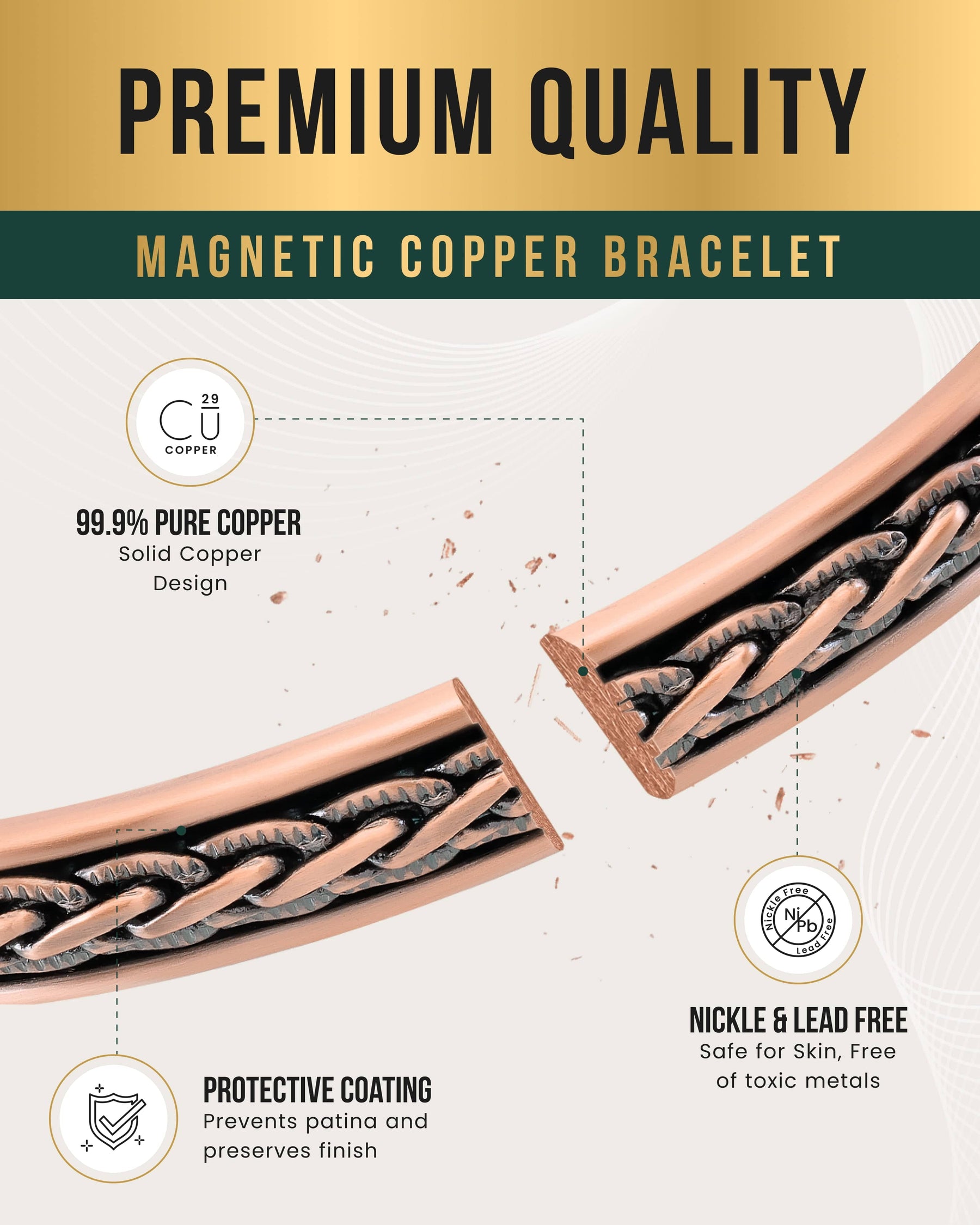 Magnetic Bracelet Woven Inlay Copper Magnetic Therapy Bracelet Bangle for Men & Women MagnetRX