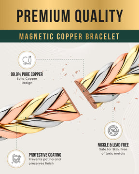 Magnetic Bracelet Woven Tri-Tone Magnetic Therapy Bracelet Cuff MagnetRX