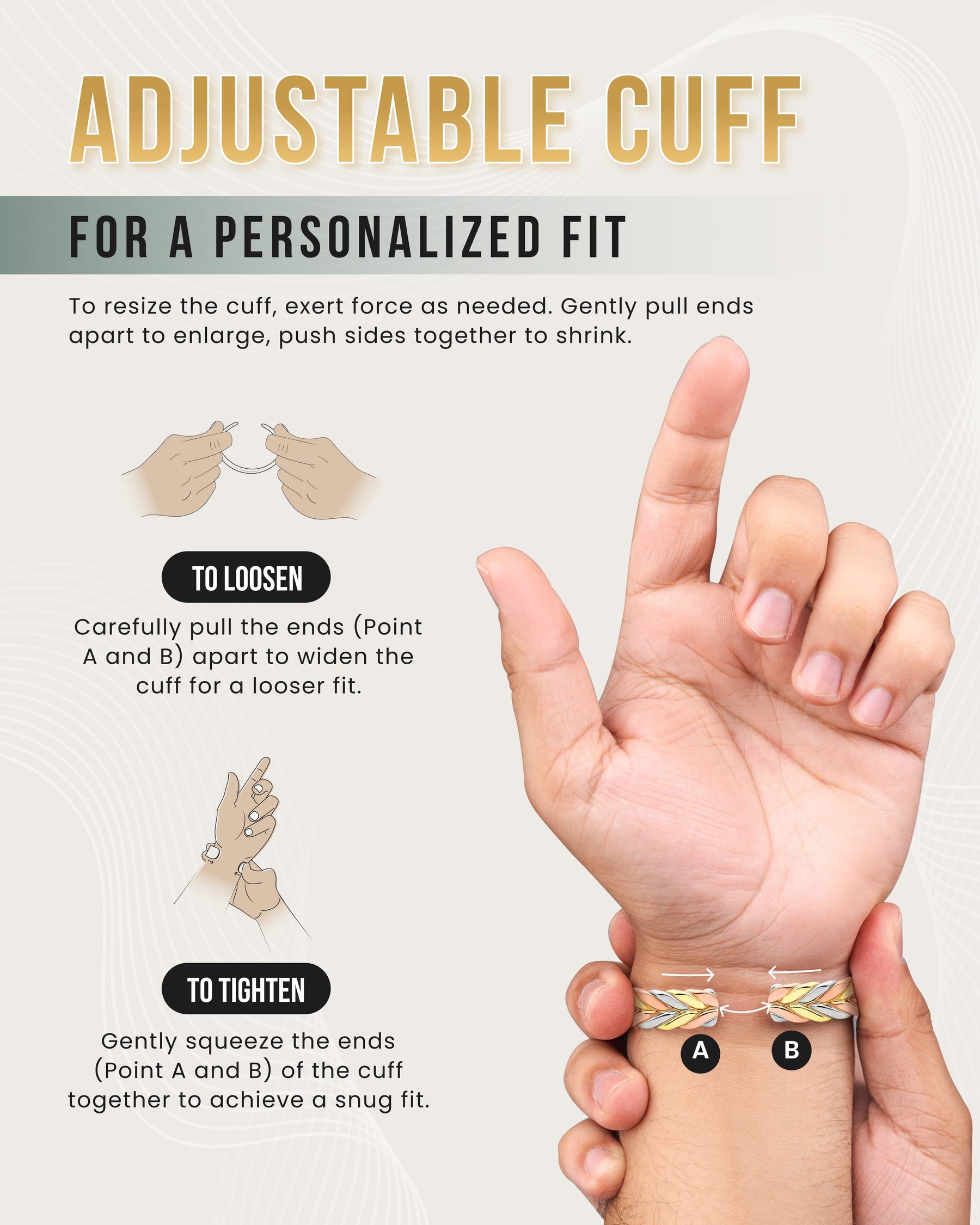 Magnetic Bracelet Woven Tri-Tone Magnetic Therapy Bracelet Cuff MagnetRX