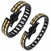 Magnetic Bundles His & Hers Matching Magnetic Bracelets – EllipseMAX Titanium (Black & Gold) MagnetRX