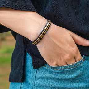 Magnetic Bundles His & Hers Matching Magnetic Bracelets – EllipseMAX Titanium (Black & Gold) MagnetRX