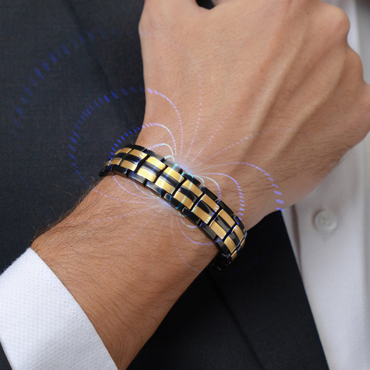 Magnetic Bundles His & Hers Matching Magnetic Bracelets – EllipseMAX Titanium (Black & Gold) MagnetRX