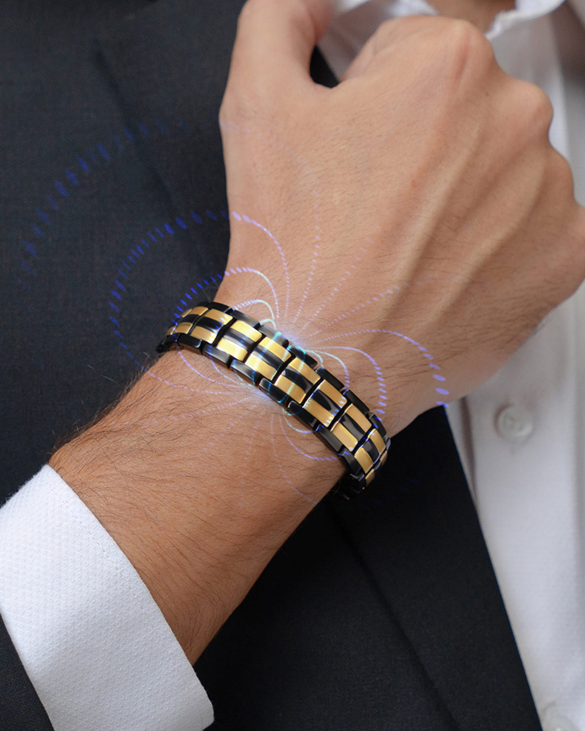 Magnetic Bundles His & Hers Matching Magnetic Bracelets – EllipseMAX Titanium (Black & Gold) MagnetRX