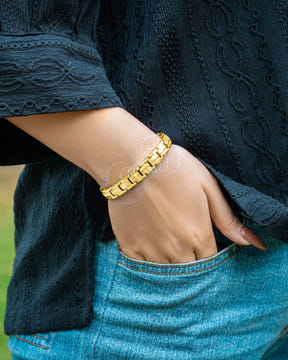 Magnetic Bundles His & Hers Matching Magnetic Bracelets – EllipseMAX Titanium (Gold) MagnetRX