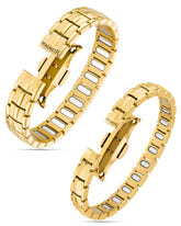 Magnetic Bundles His & Hers Matching Magnetic Bracelets – EllipseMAX Titanium (Gold) MagnetRX