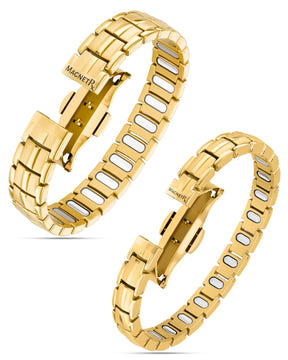 Magnetic Bundles His & Hers Matching Magnetic Bracelets – EllipseMAX Titanium (Gold) MagnetRX