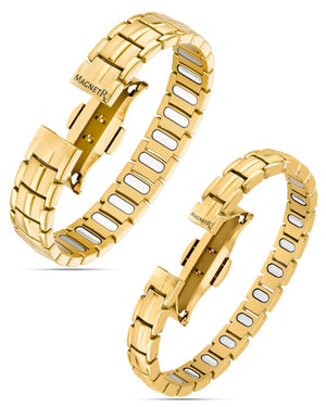 His & Hers Matching Magnetic Bracelets – EllipseMAX Titanium (Gold)
