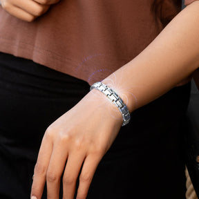 Magnetic Bundles His & Hers Matching Magnetic Bracelets – EllipseMAX Titanium (Silver) MagnetRX