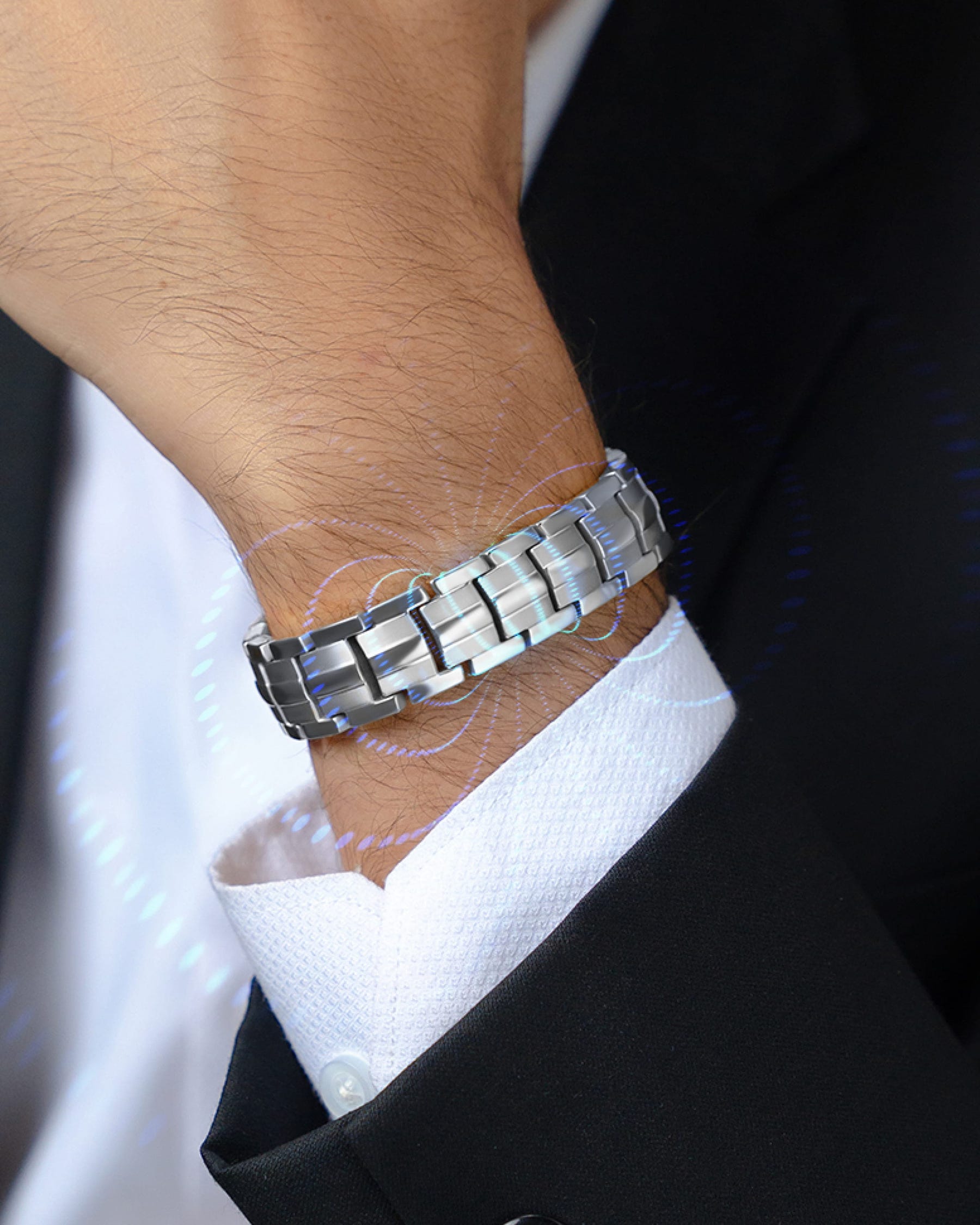 Magnetic Bundles His & Hers Matching Magnetic Bracelets – EllipseMAX Titanium (Silver) MagnetRX