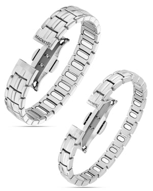 His & Hers Matching Magnetic Bracelets – EllipseMAX Titanium (Silver)