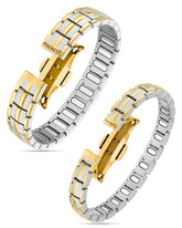Magnetic Bundles His & Hers Matching Magnetic Bracelets – EllipseMAX Titanium (Silver & Gold) MagnetRX