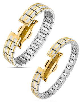 Magnetic Bundles His & Hers Matching Magnetic Bracelets – EllipseMAX Titanium (Silver & Gold) MagnetRX