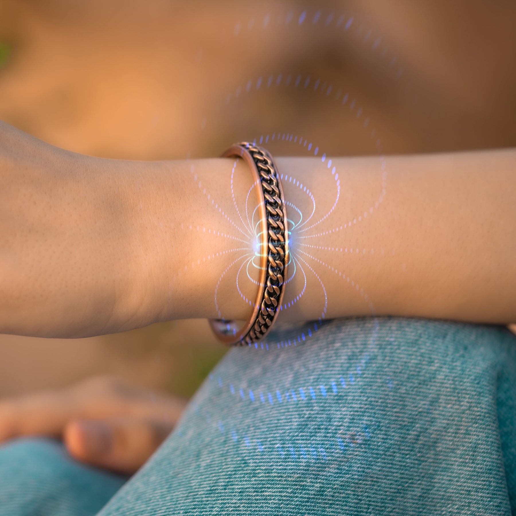 Magnetic Bundles Men’s Copper Magnetic Cuff Duo – Twisted & Curb Chain MagnetRX