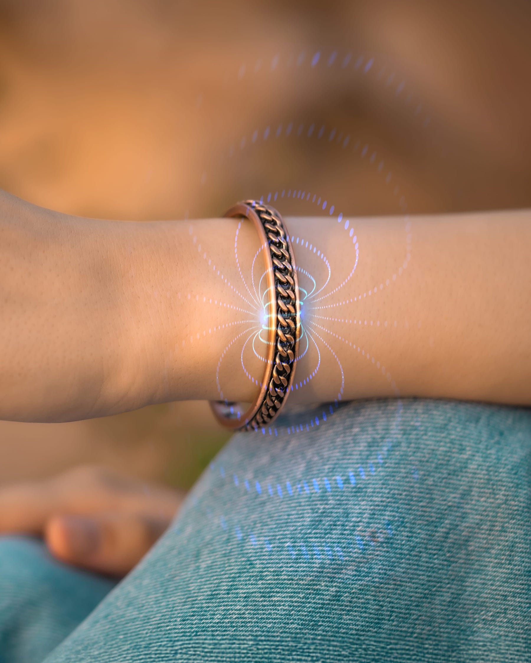 Magnetic Bundles Men’s Copper Magnetic Cuff Duo – Twisted & Curb Chain MagnetRX