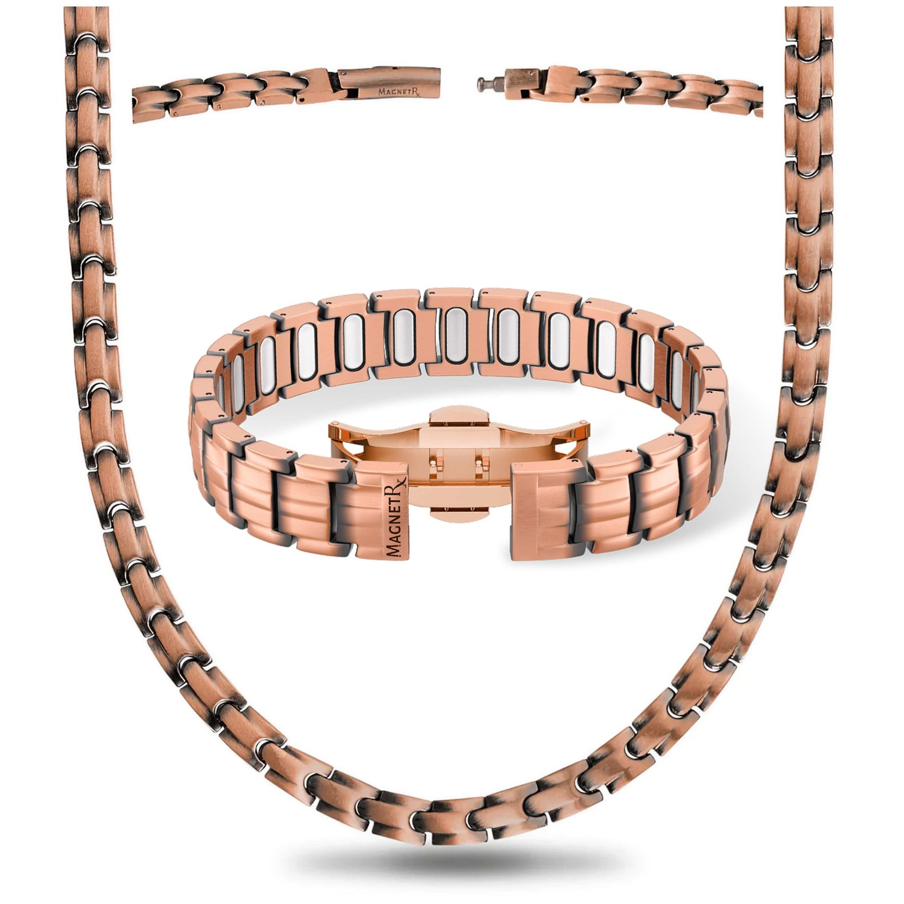Magnetic Bundles Men’s Copper Power Set – EllipseMAX Magnetic Bracelet + Necklace MagnetRX