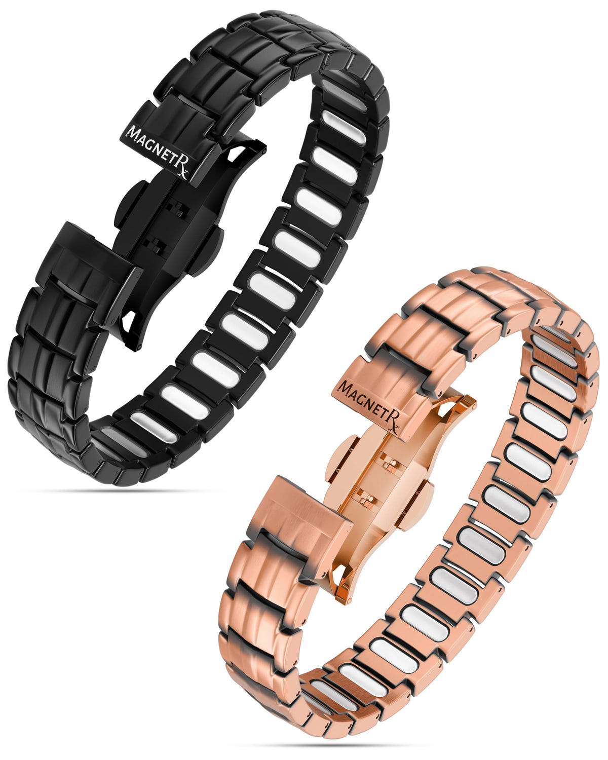 Magnetic Bundles Men’s EllipseMAX Magnetic Bracelet Duo – Copper & Black MagnetRX