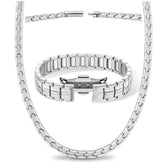 Magnetic Bundles Men’s Power Set – EllipseMAX Magnetic Bracelet + Necklace (Silver) MagnetRX