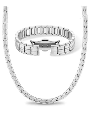 Men’s Power Set – EllipseMAX Magnetic Bracelet + Necklace (Silver)