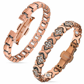 Magnetic Bundles Women’s Copper Magnetic Bracelet Duo – EllipseMAX & Crystal Clover MagnetRX
