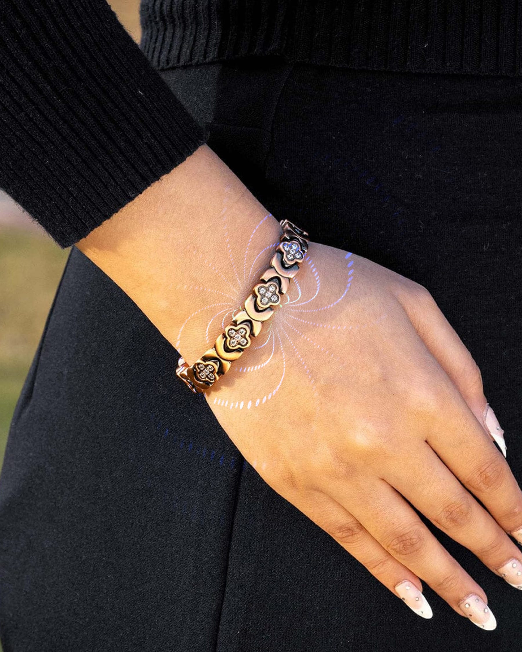 Women’s Copper Magnetic Bracelet Duo – EllipseMAX & Crystal Clover