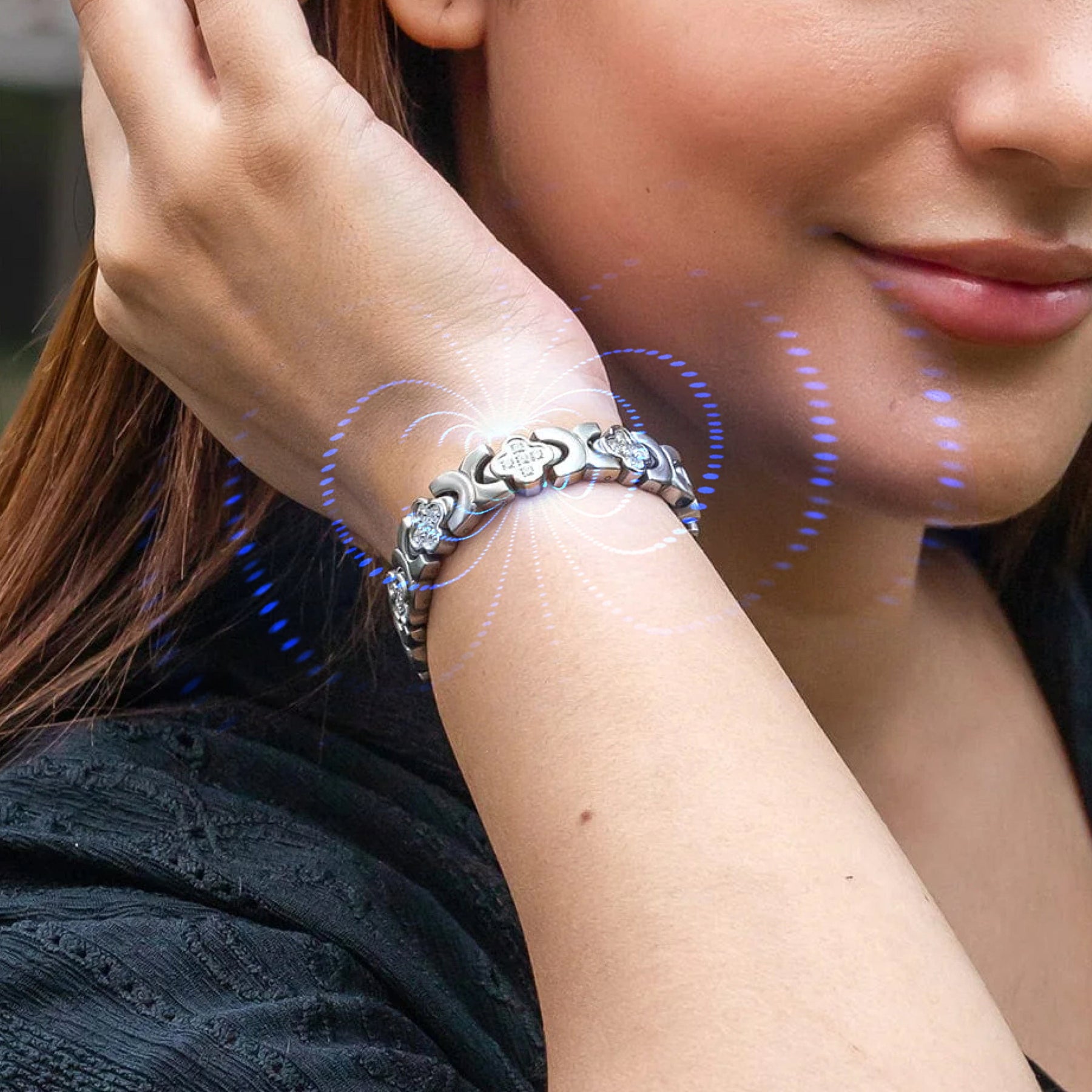 Magnetic Bundles Women’s Crystal Magnetic Bracelet Duo – Copper & Silver MagnetRX