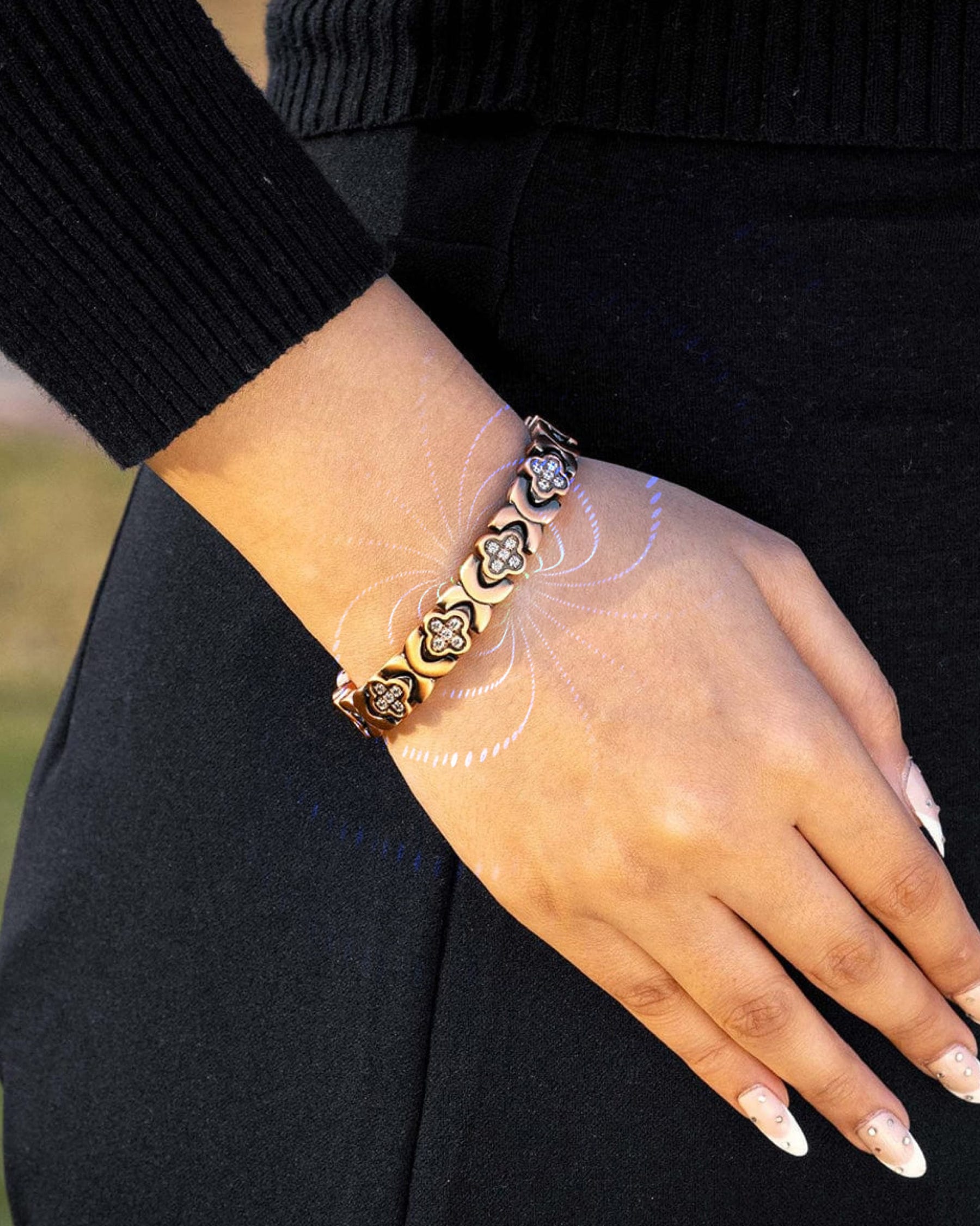 Magnetic Bundles Women’s Crystal Magnetic Bracelet Duo – Copper & Silver MagnetRX